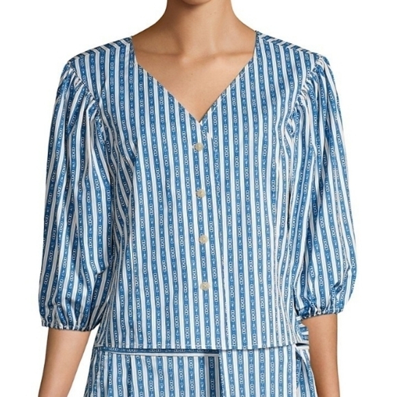Tory Burch Gemini Link Striped Top - Picture 1 of 12